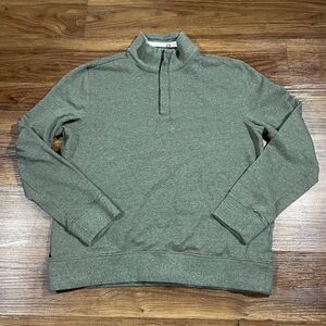 Untuckit 1/4 Zip Long Sleeve Green Sweater Cotton Mock Neck Men's Size Large